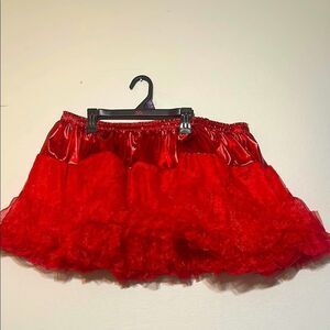 Red Mini Bubble costume Skirt with Ruffled Embellishments
